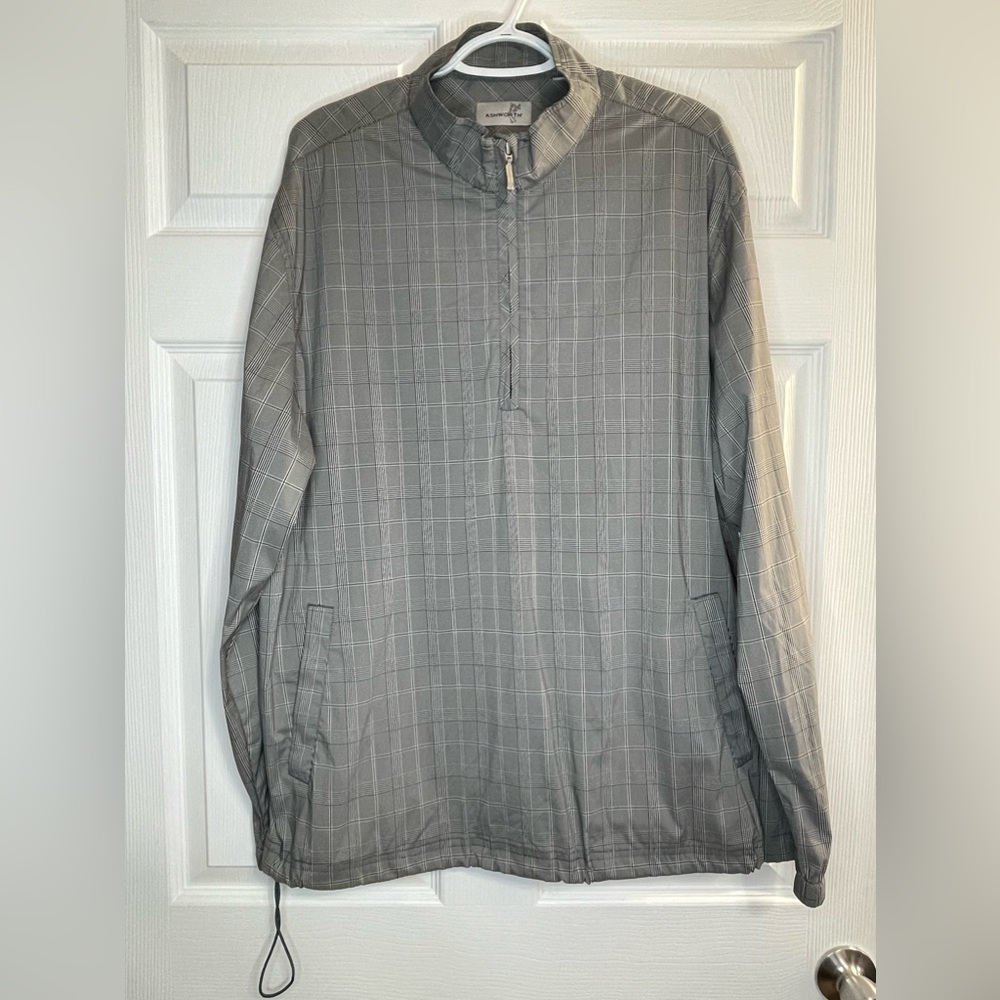 Ashworth 1/4 Zip Gray Checker Mens Golf Pull Over Windbreaker  Size: Large